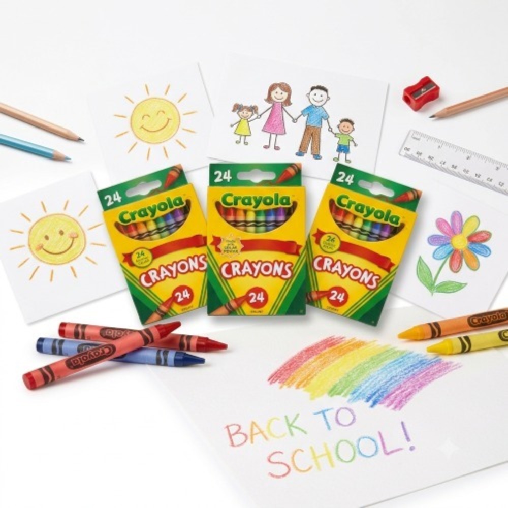 Crayola Classic Crayons 24 Count Bulk Non Toxic Made in USA Solar Power 3 Pack
